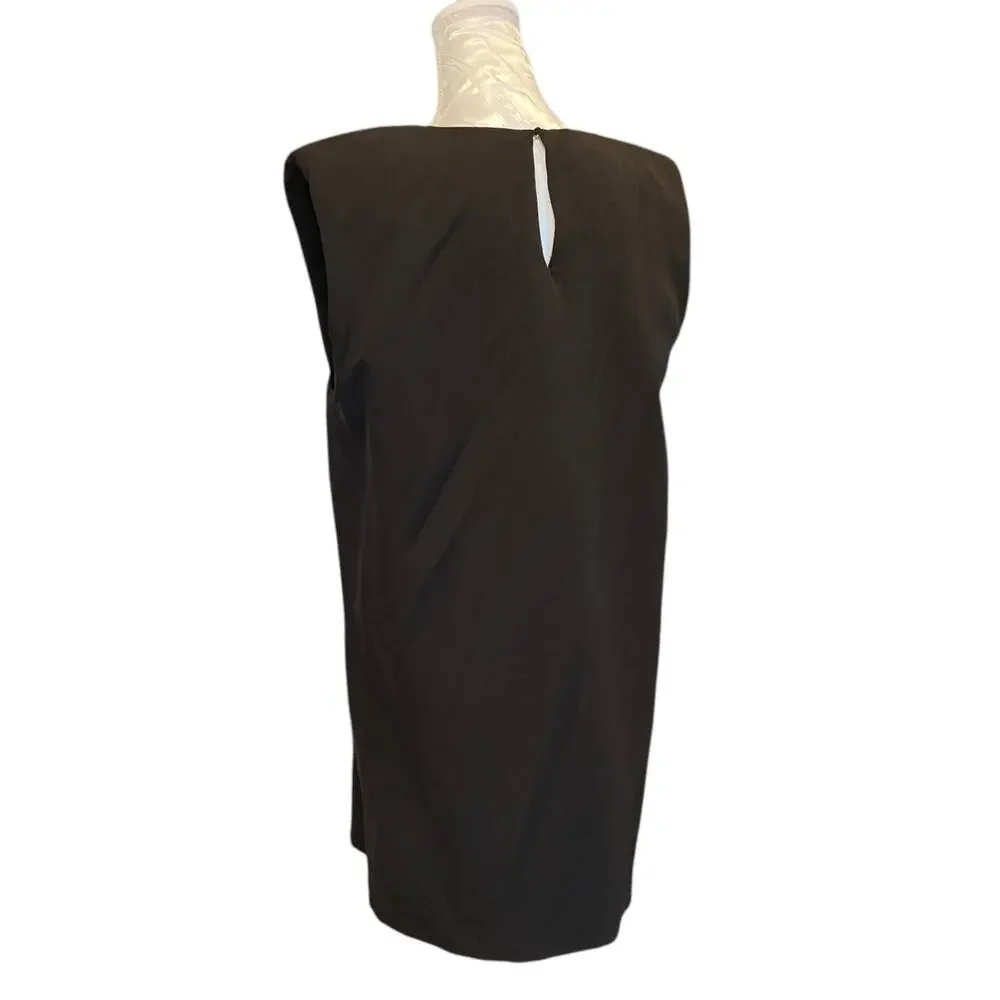 Zara Black Structured Shoulder Pad Sleeveless Shift Mini Dress Large
